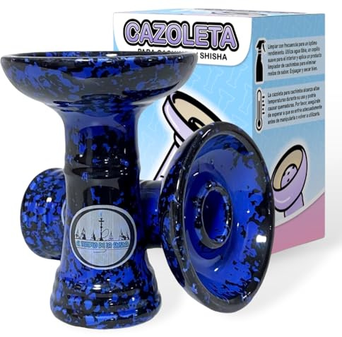 El Templo de la Shisha - Cazoleta cachimba DISC BOWL tipo phunnel - Cuenco de cerámica para hookah – Cabeza de narguile de barro blanco, compatible con todos los gestores de calor. (AZUL OSCURO)