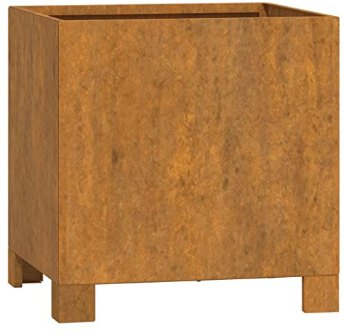 vidaXL Jardinière avec Pieds, Lit Surélevé, Bac à Fleurs, Pot de Plantes, Boîte à Fleurs Jardin Patio Terrasse, Rouillé 30x30x30 cm Acier Corten