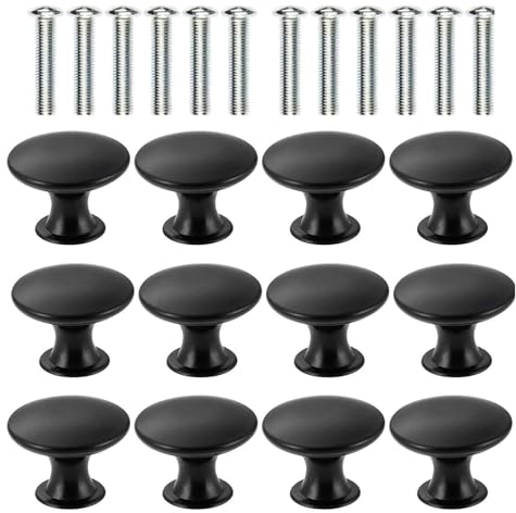ZenithFast Möbelknöpfe Schwarz,12 Stück Schrankgriffe rund,22mm Schrauben,schrankknöpfe schwarz Für Küchenschränke, Schubladentürgriffe