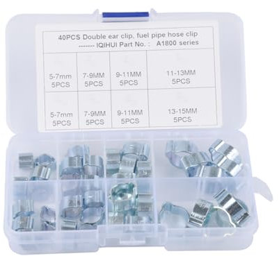 OSALADI 40 Piezas 5 Abrazadera De Manguera De Crimpado Clips De Oreja Doble Chapados En Zinc Tubo De Manguera De Doble Oreja o Clips Abrazadera De Tubo Galvanizado Pinza Para La Oreja