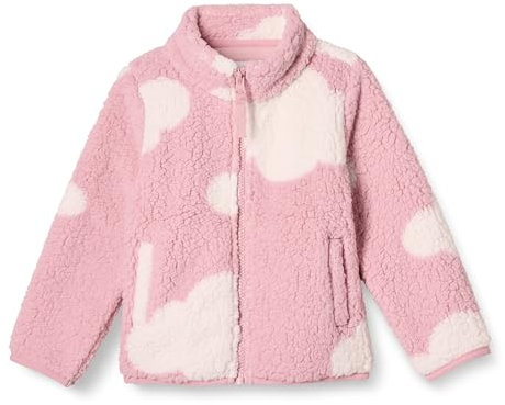 Amazon Essentials Mädchen Sherpa-Fleecejacke mit durchgehendem Reißverschluss, Rosa Wolken, 5 Jahre