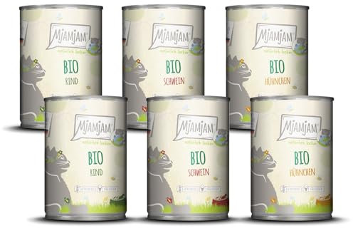 MjAMjAM - Premium Nassfutter für Katzen - natürlich lecker - Die Bio Box, 6er Pack (6 x 400g), getreidefrei