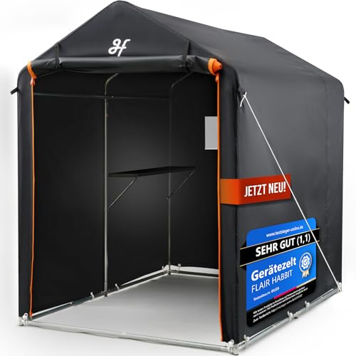 FLAIR HABBIT Tenda per attrezzi, 6 m³, garage per biciclette, 157 x 220 x 175 cm, con ripiano e finestra di ventilazione, casetta per attrezzi in pellicola, garage per tende, bicicletta, all'aperto