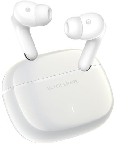 Black Shark T23 Auriculares Bluetooth 5.4 In Ear, Cascos Inalámbricos con Cancelación de Ruido ENC, 40 Horas de Autonomía con Estuche, Control Táctil Inteligente, Diseño Ergonómico, Blanco
