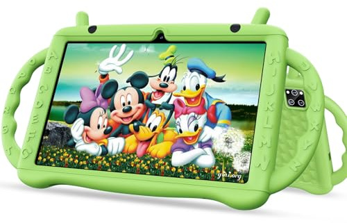 Semeakoko Kids Tablet, 10 Inch Tablet Andriod 14, Children Tablet With Parental Control, 10+64GB, Octa Core, WiFi, Bluetooth5.0, Proof Case, Google Play Store, Tablet for Kids 3-7 (Green)