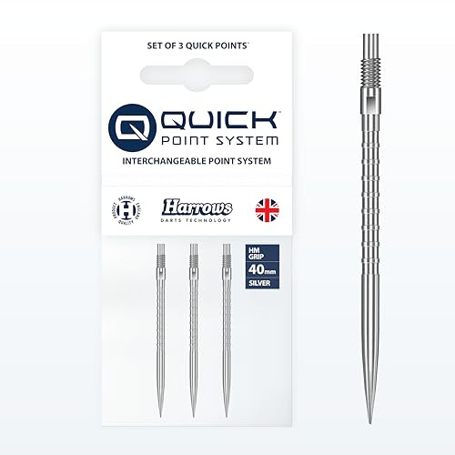 Harrows HM Grip Heavy Metal Quick Points – Pointes de fléchettes inspirées de Ryan Searle avec Anneaux de préhension carrés – Système de Pointe Rapide Anti-Rupture pour échanges Rapides de Points