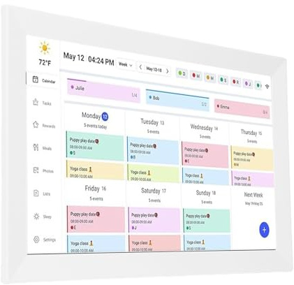 Ejoyous Calendario Digitale da 15,6 Pollici, Agenda Familiare con Touch Screen e Pianificazione delle attività per la Pianificazione Familiare e L'APP WiFi per la Configurazione (Spina europea)