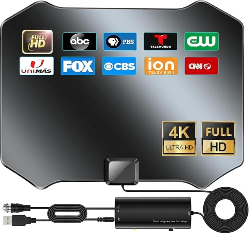 2026 Strongest TV Antenna, 3600+ Miles TV Antenna for Smart TV Indoor Long Range, Digital TV Antenna for Local Channels, HD Antenna with Amplifier Signal Booster Support 4K 1080p & 18FT Coxial Cable