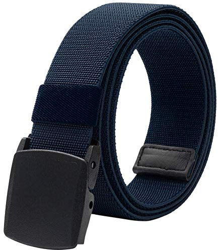 LionVII Men Elastic Stretch Canvas Belt with Plastic Buckle, Adjustable Trim to Fit 28-49 Waist