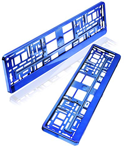 baytronic Kennzeichenhalter blau Chrom 2er Set