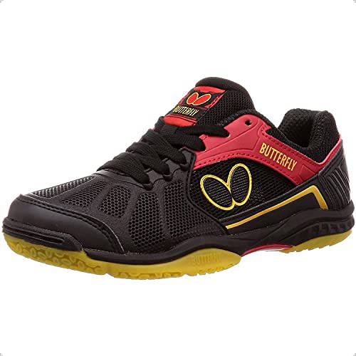 Butterfly Lezoline Rifones Shoes - Table Tennis Shoes for Men or Women - Athletic Support, Flexibility, Shock Absorbing Cushion, Gripping Ping Pong Shoe, Black, 10