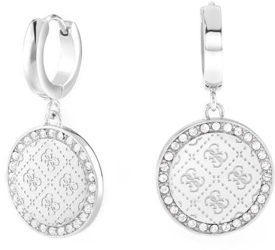 GUESS 30MM HUGGIES 4G COIN & CRYS RH, silber(silber), Gr. N