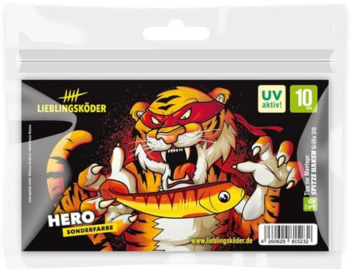 4 Lieblingsköder Gummifische zum Zanderangeln mit Gummifisch 10 cm, Farbe Lieblingsköder:Hero