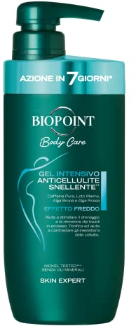 BIOPOINT Gel Corpo Intensivo Anticellulite,Effetto Fresco,Rassodante,Drenante e Tonificante,Favorisce la Riduzione degli Accumuli Adiposi e Contrasta gli Inestetismi della Cellulite,400 ml,1 item
