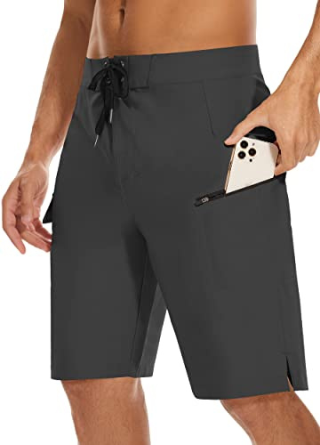 MIVEI 22 Men's Board Shorts Swimwear No Mesh Lining - Long Swim Trunks Surf Shorts Bathing Suit with Zipper Pocket UPF50+