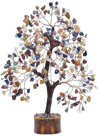 PYOR Chakra Tree Of Life - Crystal Money Tree - Gem Trees - Spiritual Crystals And Stones - Chakra Decor - Stone Bonsai Tree - Office Desk Decor - House Warming Gifts