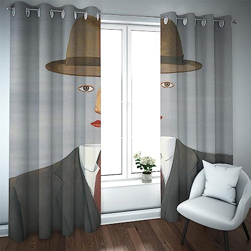 PARREN Verdunkelungsvorhang im Magritte-Stil Mann trägt einen Anzug Bedrucktes Gemälde drapiert Raum Verdunkelnde Thermovorhänge für Wohnzimmer/Home Office 140x270cm