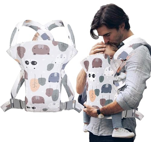 Liuer Porte-bébé Ergonomique Avant et Arrière Pour Nourrissons - Réglable, Randonnée, Coton Léger et Respirant - Pour Nouveaux Nés Et Bébés de 3,5 à 15 kg (Blanc)