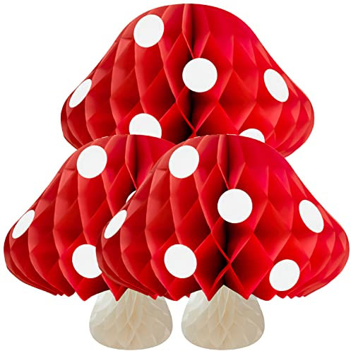 Artibetter 3 Pz palla a nido d'ape Topper da tavola a 3d decorazioni di nozze ornamento a nido d'ape di funghi forniture per feste nella foresta tavolo da pranzo decorare asilo statua