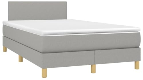 vidaXL Boxspringbett, Bett mit Matratze Kopfteil, Polsterbett Doppelbett für Schlafzimmer, Schlafzimmerbett Bettgestell Lattenrost, Hellgrau 120x190cm Stoff