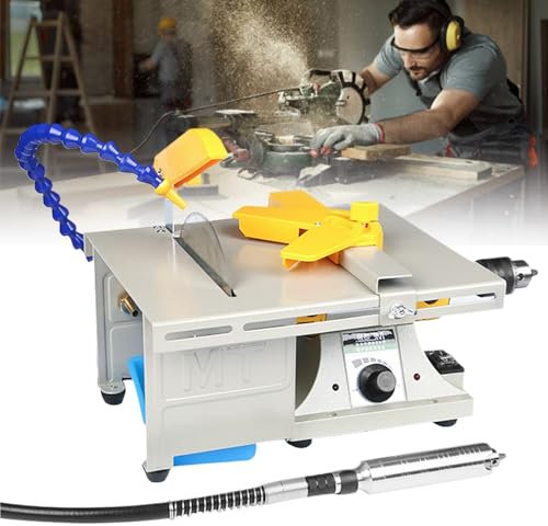 json2xml 850W Rock Polishing Buffer Machine with Speed Adjustable Bench Lathe Polisher for Grinding-Cutting-Drilling,Tabletop Lapidary Equipment with Flexible Shaft/Handle/Universal Water Pipe