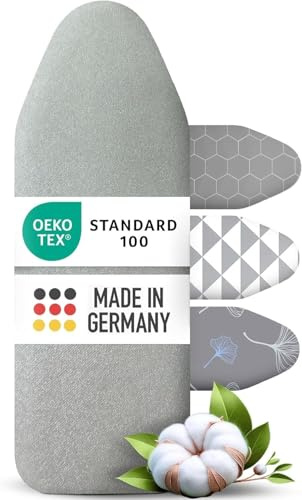 arteneur - Made in Germany Bügelbrettbezug 120x40 | Hitzereflektierend | Gummizug | OEKOTEX100 | 5 Größen | Polsterung | Bügelbrettbezug für Dampfbügeleisen | Bügeltischbezug M Silber