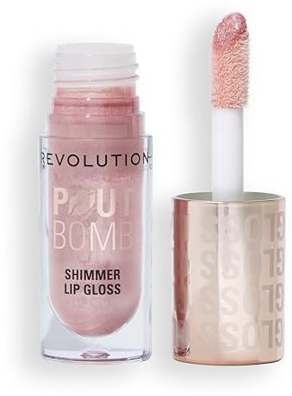 Revolution, Pout Bomb Shimmer Gloss, Gloss Labbra Lucido e Brillante, con Acido Ialuronico e Profumo di Vaniglia Dolce, Shine Pink