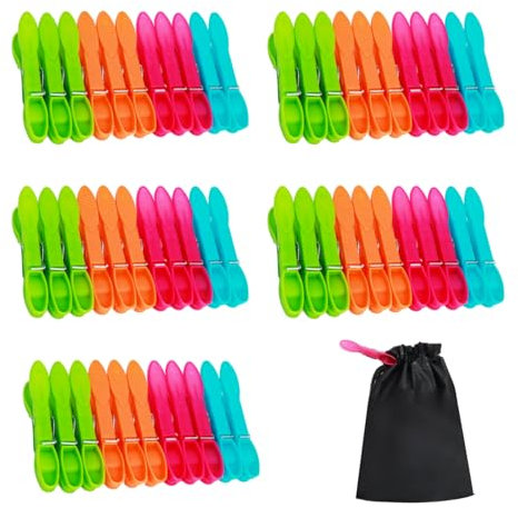 Clothes Pegs 60 Packs Pegs for Washing Line with Bag Washing Line Pegs with Durable Spring 4 Colors Clothes Peg s for Washin g Lin e Plastic Clothe Peg s for Wash Lin e Outside Non Slip