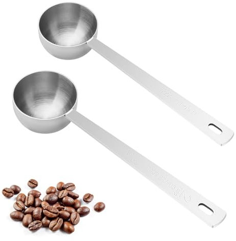 HENGBIRD 2 pezzi Cucchiai dosatori per caffè, in acciaio inox, cucchiaio dosatore per caffè, in metallo, con manico lungo, per caffè in polvere e caffè