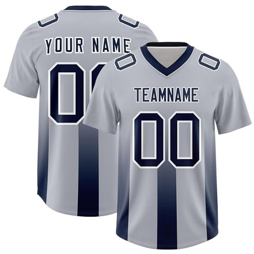 Personalisiertes American Football Trikot,Baseball Shirt Für Erwachsene Und Kinder Unisex Football Kostüm Individuell Bedruckt Namen Nummer & Logo,Aktiv Kleidung Deutschland Trikot(Grau)