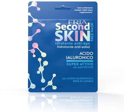 Fria Second Skin Maschera Viso Idratante con Acido Ialuronico, Azione Anti-Age per Pelli Secche, Dermatologicamente Testata, Confezione da 1 Maschera