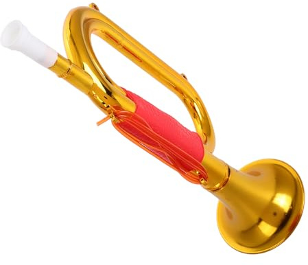 BESTYASH Confezione da 1 Tromba Giocattolo in Plastica Dorata, Finta Tromba Senza Suono per Bambini, Strumento a Fiato Educativo per Spettacoli Teatrali, Regalo di Compleanno O di Natale per Bambini