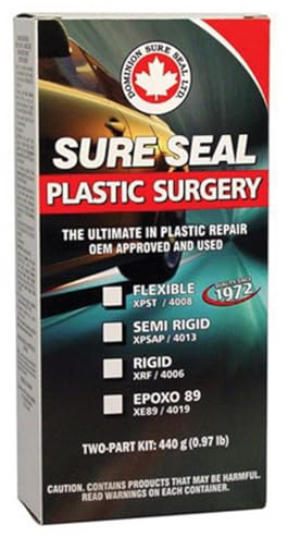 Dominion Sure Seal Plastic Surgery All-Purpose Sealant - Ideal for Dewalt Tools, JB Weld Epoxy, Bondo Kits, 2K Clear Coat, Leather Repair, and Plastic Welding Applications- Rigid - 440 g