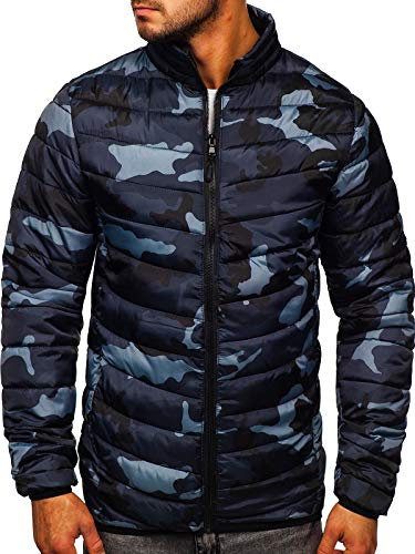 BOLF Herren Übergangsjacke Steppjacke Bomberjacke Leichte Daunenjacke Sportjacke Freizeitjacke Stehkragen Reißverschluss Militär Camouflage Military Style J.Style SM32 Dunkelgrau M [4D4]