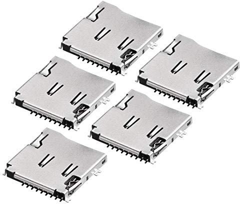 sourcing map Micro SD (TF) Card Socket Holder SMT Surface Mounted Devices Push Type 9 Pin 5pcs