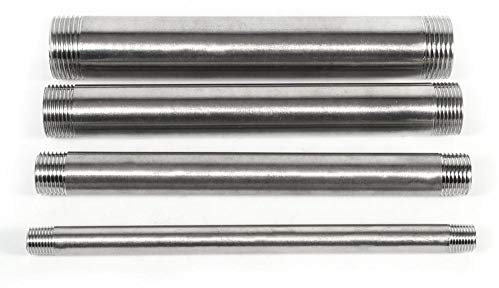 200mm BSP acier inoxydable SS304 mâle x raccord de tuyau fileté mâle, Tube de 3/4 de pouce avec fil internePour Tuyau D'Air, Tuyau de Carburant, DéCoration (DN25*200mm=1)