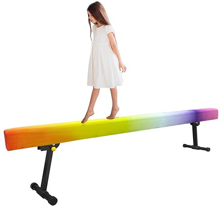 Wesky Adjustable Balance Beam,High and Low Floor Beam Gymnastics Equipment,Professional Gymnastics Beam for Kids Home Training with Foldable Legs (Colorful Sky, 8FT)