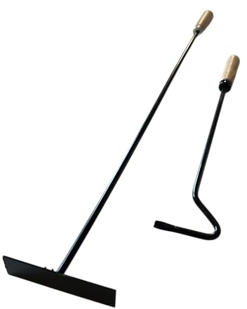 pokm toolsmarket Kit tisonnier de 50 cm + grattoir à cendres de 70 cm avec poignée en bois, kit de nettoyage pour poêle, fabriqué dans l'UE