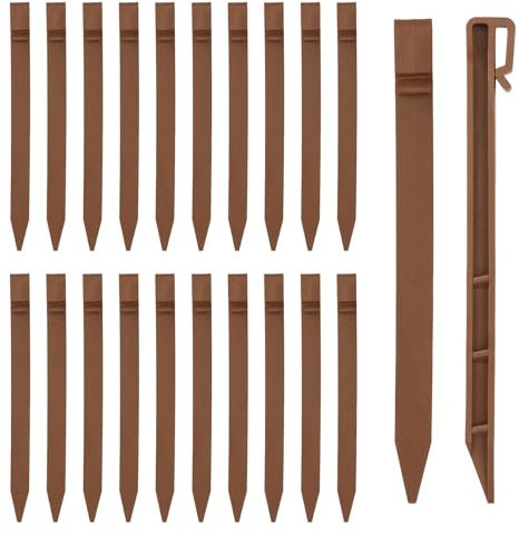 Pali di ancoraggio per bordi paesaggistici, 24,6 cm, in plastica resistente, per esterni, per bordi paesaggistici, picchetti di ancoraggio per bordatura, terrazza, giardino (20, marrone)