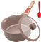 AIKENBBKK Casseruola in Ceramica da 20 cm con Coperchio, Casseruola da 2,5L con Rivestimento Antiaderente in Ceramica e Manico Rimovibile, Adatta a Tutti i Tipi di Piano Cottura- Marrone