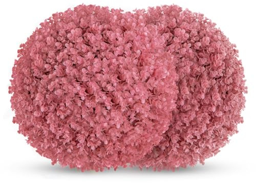 GIANTEX Juego de 2 Bolas de Boj Artificiales de 44 cm, Plantas Decorativas Redondas, Resistente a los Rayos UV, Bolas Realistas para Decoración en Boda, Jardín, Casa, Color Rosa