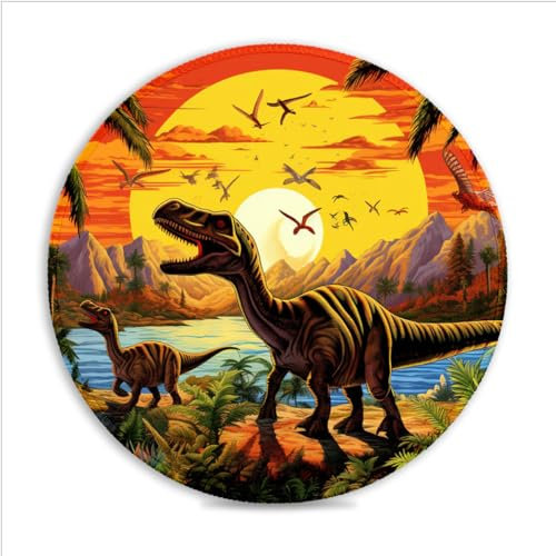 LJSPTU Gaming Mouse Pad Dinosaur World Portable (11.8-inch) Heat-Resistant Spill-Proof Desk Mat 360° Smooth Tracking for Esports, Compact for Travel Gaming Setup