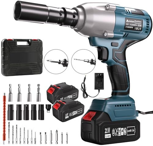 Cordless Impact Wrench - 850 Nm (627 ft-lb) 1/2-inch Impact Wrench, 21-Volt High-Torque Impact Gun with 2x4.6Ah Battery and Charger, Impact Wrenches for Automotive/Motorcycle Repair, Industry and DIY