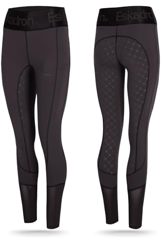 Eskadron Riding Tight Reithose Damen Deepgrey | Sommerreithose leicht & atmungsaktiv | Reitleggings mit Grip | Reitsport-Hosen für Damen | Reitleggins mit Handy-Taschen | Elastische Reiterhose