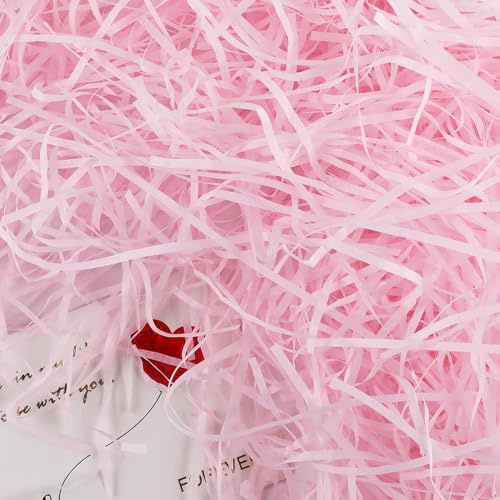 200g Papier Déchiqueté Raffia Remplissage Cadeau Hamper Shred Papier Cadeau de Remplissage Remplir des Fournitures de Fête et Emballage Cadeau (Rose)