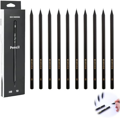 CJMUQHEHH Lot de 10 Crayon Papier HbCrayons Noirs, Mine Incassable, Diamètre de La Mine 2,4 Mm, Idéal Pour L'École, Le Bureau Et Les Projets Créatifs