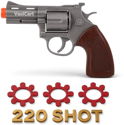 Classic Die Cast Full Metal Cowboy Toy Blaster with 3 Sheet – Metal 8-Shot Rings Cap Blaster – Includes 27 Rings Caps (220 Shots) – Vintage Western Pretend Play Dress-Up Accessory, Age 14+