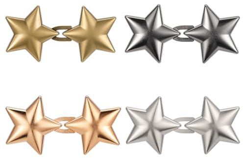 4 par jeansknappar tightener, byxor clips för tighten midja, pentagram formad jeansknapp, justerbar midja tights spänne (4 färger)