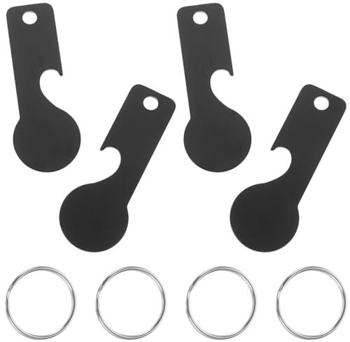 OSALADI 4piezas Colgante Abridor De Botellas Llavero De Fichas De Carrito De Inoxidable Extractor Práctico para Supermercado