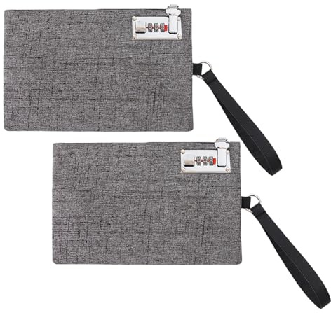 2 st. plånbok med lås, bankväska, vattentäta plånböcker 25,5 x 16,5 cm dokument förvaringsväska för kontanter pass kvittto faktura